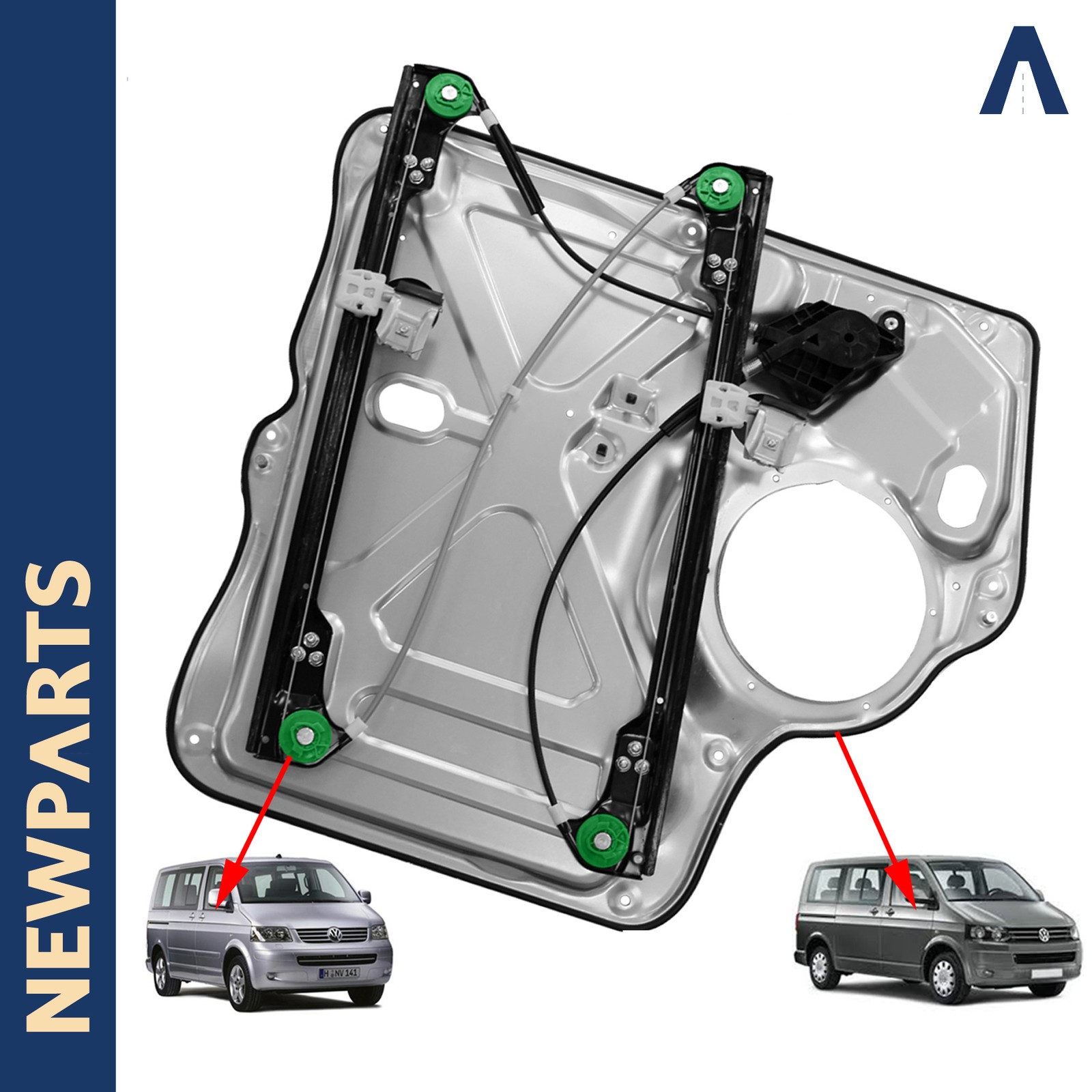 Lève-vitre avant droit avec panneau pour VW Transporter T5 modèle 7H0837754