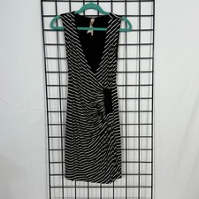 Bailey 44 Tank BodyCon Dress Sz Small Black Striped Sleeveless Faux Wrap Stretch