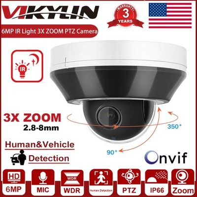 Vikylin Security 3X Optical Zoom PoE PTZ IP Camera IR Light Dome Human Detection