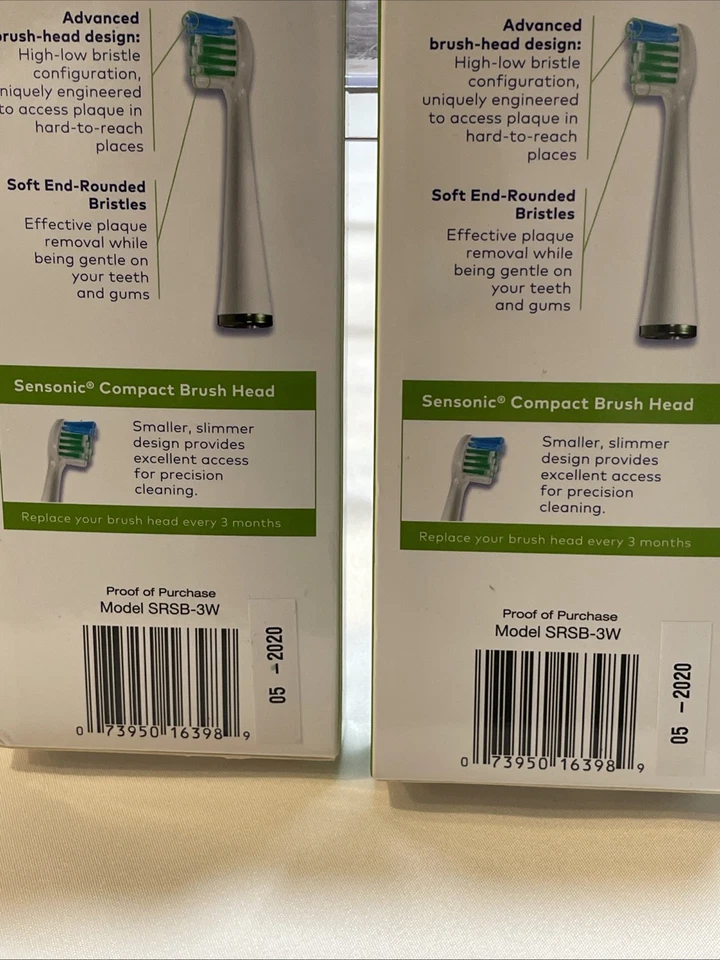 2 Boxes Genuine Waterpik Standard Size Sensonic 3 Compact Brush Heads SRSB-3W - Image 4 of 4
