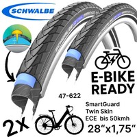 "2X Schwalbe Marathon Plus 28\"X 1,75\" Ebike Smartguard 47-622 Pannenschutz Reifen"