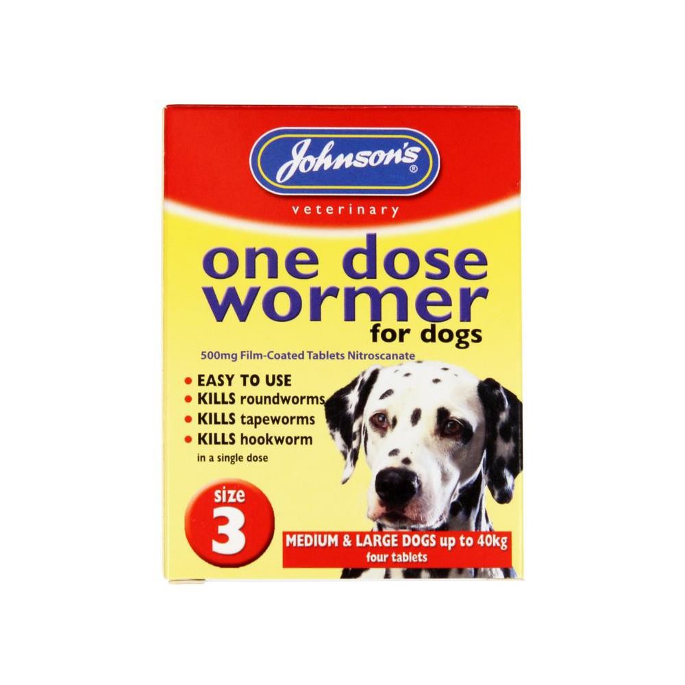 Johnsons Easy One Dose Wormer For Dogs & Puppies 6 - 40kg Worming Tablets