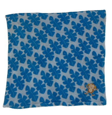 RN 67227 Blue Monkey Leaves Fleece Baby Blanket Kids Security Lovey Soft Square