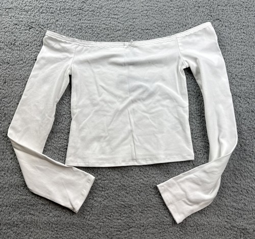 Wild Fable Women's Size XS Long Sleeve Off the Shoulder Lace Trim Top White