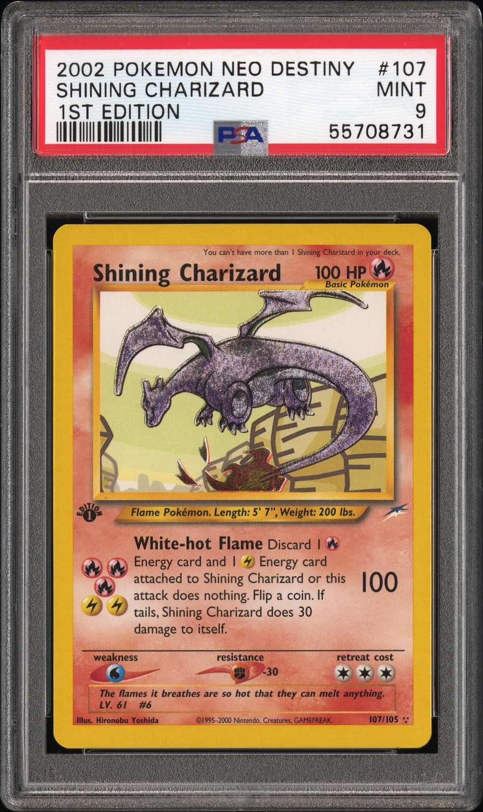 PSA 9 - 1st Edition Shining Charizard #107 Pokémon Card Game Neo Destiny