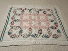 One Pink Roses Wedding Ring Cotton Patchwork Sham Hand Quilting 22x28 Clean