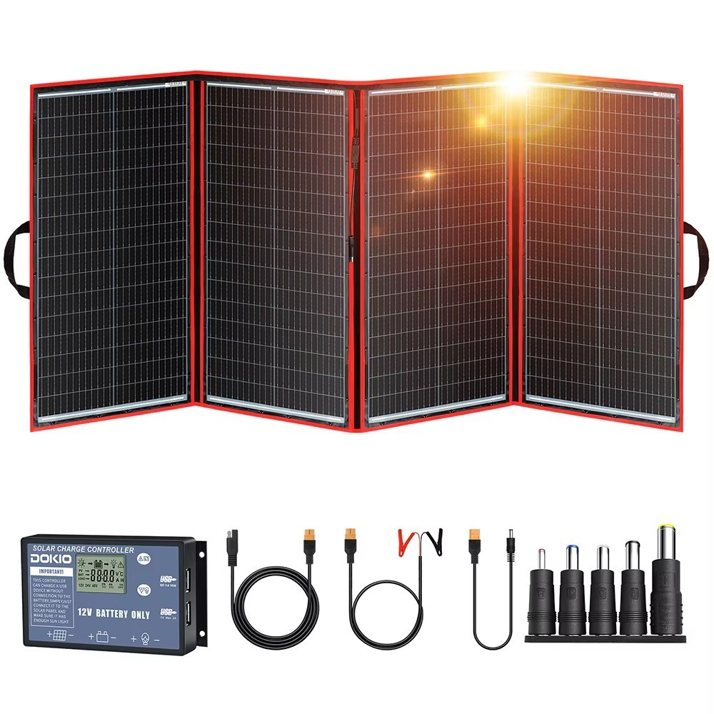 Panneau solaire pliable DOKIO 200W pour l'autonomie électrique en van et bivouac