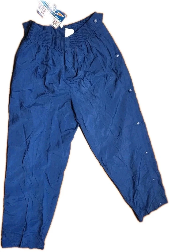 SPEEDO Track Pants Adult Men XL Breakaway Snap Navy Blue 90s Nylon Vintage NWT