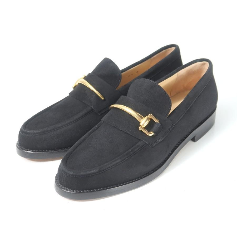 GUCCI Horsebit Suede Loafers Dress Shoes Size:4.5/JP:21.5 Black 141158K Authen