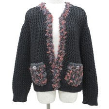 22-23 AW CHANEL Bulky Knit Cardigan Gripoa Buttons Size 38/40 Gray Women USED