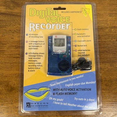 Sealed 2002 Translucent Oregon Scientific Digital Voice Recorder Blue