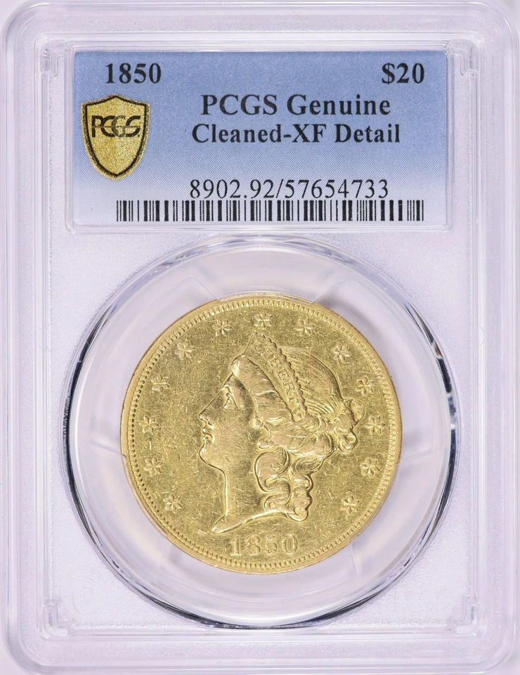 Liberty ORO 1850 $20 DOBLE ÁGUILA *PCGS XF * RARO * ¡¡ENVÍO SÚPER RÁPIDO!!! Foto 2 de 4