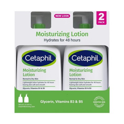 Cetaphil Moisturing Lotion, Dry to Normal Sensitive Skin, 20 Fl Oz (2 Pack)
