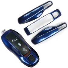 Blue Key Fob Shell For Porsche Cayenne Panamera 911 718 Macan Boxster Cayman