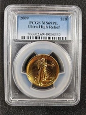 🌟 2009 $20 Ultra High Relief St. Gaudens Double Eagle 1 oz Gold PCGS MS69 PL