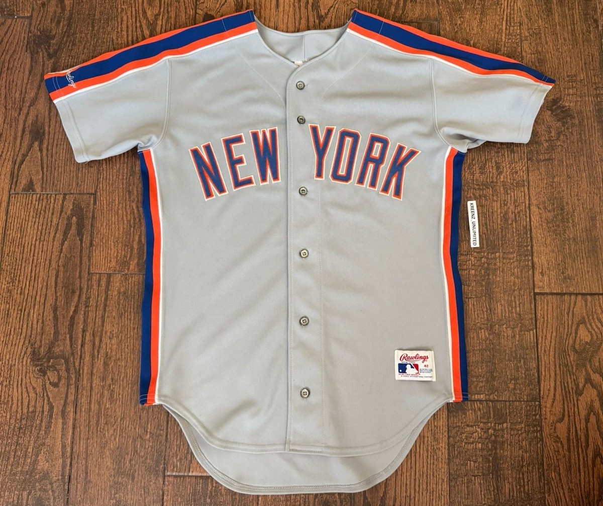 Rare Authentic Rawlings New York Mets Road Jersey w Racing Stripe