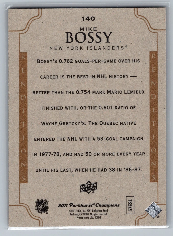 2011-12 Parkhurst Champions #140 Mike Bossy New York Islanders - Image 2 of 2