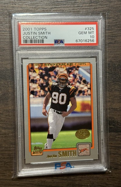 2001 TOPPS COLLECTION #325 JUSTIN SMITH PSA 10 ROOKIE CARD BENGALS - POP 6