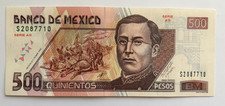 Mexico 500 Pesos 2002  serieAG Gral Ignacio Zaragoza, Crisp clean circ. Banknote
