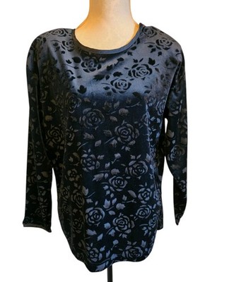 Velvet Burnout Top Womens Large  Whimsygoth Witchy Fairygoth Black