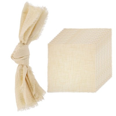 12 Stück handgefertigte Baumwollhandtücher 16,5 x 16,5 Zoll Fransen, khaki für [Marke]