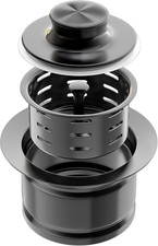 Deep Stainless Steel Garbage Disposal Flange with Strainer and Stopper, Black