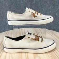 Sperry Top Sider Shoes Womens 8.5 M Seacoast Sneakers Cream Casual Low STS90549