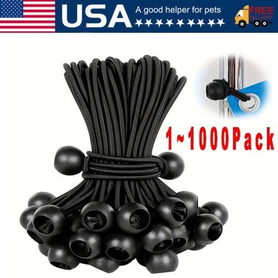 4'' Inch Black Ball Bungee Bungie Cord Canopy Tarp Tie Downs Straps New Lot