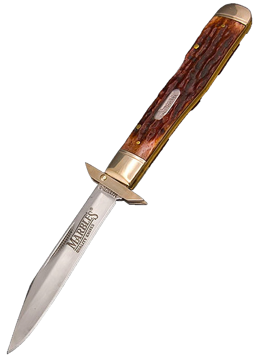 Marbles Swing Guard Cheetah Folding Lock Back Knife - Jigged Bone