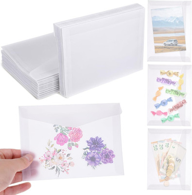100 PCS Glassine Envelopes 7 × 5 Inch Translucent Envelope for Stamps, Clear Env