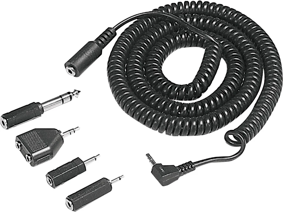 ELECTROVISION 6m Stretched Coiled Headphone Lead Extension Kit with Adaptor & Connectors
