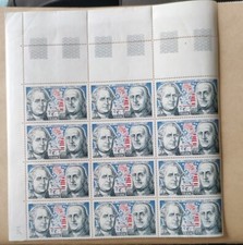 Bloc de 12 timbres YT1879 200ans indépendance E-U Vergennes Francklin F1976