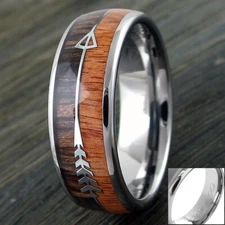 Tungsten Carbide Men's 2-Tone Wood & Arrow Wedding Band Ring Engraving Avail.
