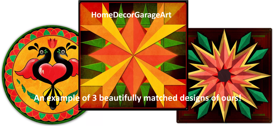 Enseigne Décorative Métal "Barn Quilt" Dahlia Pinwheel - Style Amish De Pennsylvanie, Neuve
