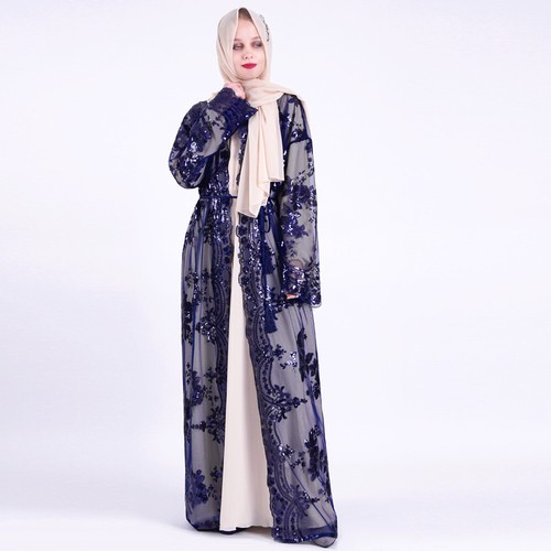 Ramadan Open Robe Abaya Women Embroidery Cardigan Long Dress Muslim Kimono Gown - Picture 22 of 117