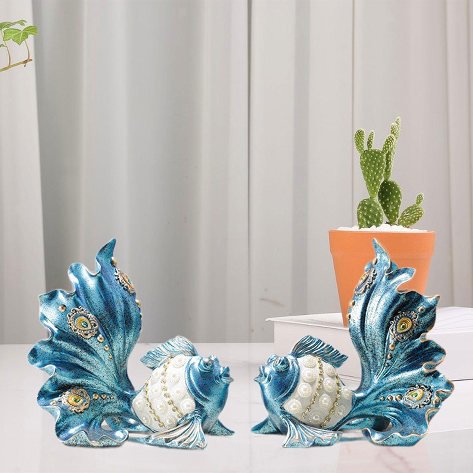 2 Pieces Fish Statues Crafting Handmade Decor DIY Fashionable Figurines
