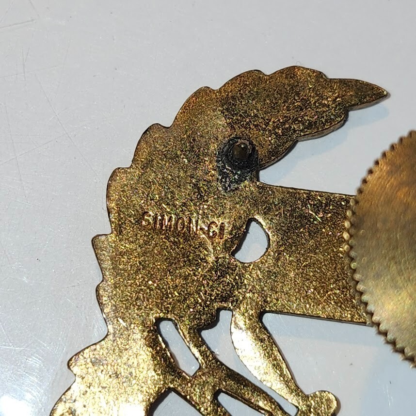 Vintage R.O.T.C. Laurel Wreath Screwback Pin Metal Military Marked "Simon GI" image 5
