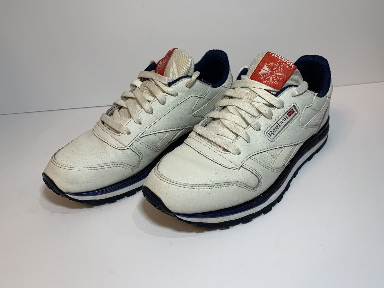 Reebok Mens Reebok Classic Cream White/Blue Shoes Men 7 | eBay