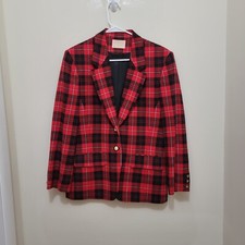 VTG Pendleton Red Checkered Wool Jacket Size 8 Made in USA