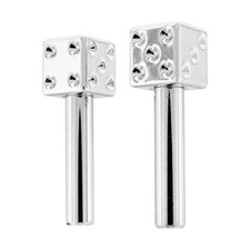 United Pacific 70049 Chrome Dice Door Lock Knobs - Pack Of 2