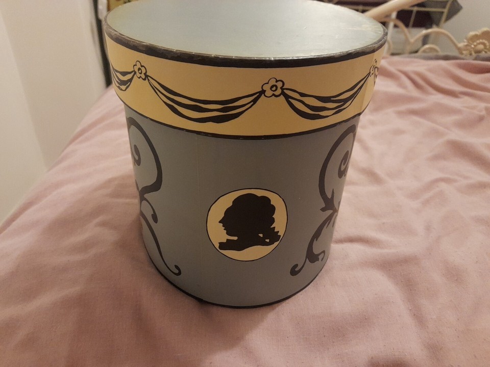 Twos Company Vintage Storage Hat Box Blue / Beige / Black. Medium. eBay