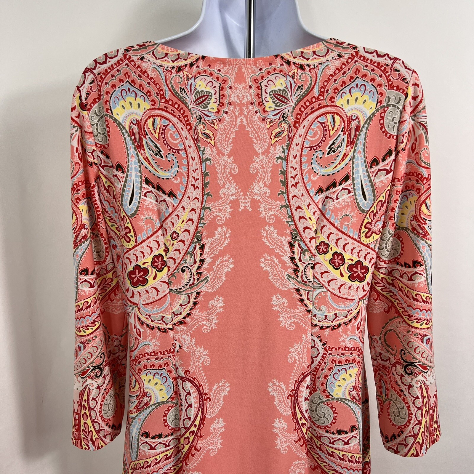 London Times Shift Dress Women's Size 4 Colorful Paisley 3/4 Sleeve