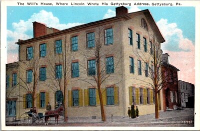Postcard Will House Where Lincoln Wrote Gettysburg Address Pennsylvania PA  6565