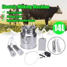 14L Electric Vacuum Pump Cow Milking Device Stainless Barrel Speed Adjustable AU