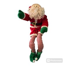 Plush Shelf Sitting Santa with Poseable Arms and Legs Unbranded 18" Long