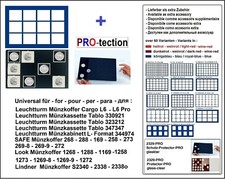M&uuml;nztableaus Blau 12 eckige F&auml;cher 67 mm + Schutzschuber PRO Look 12332-12-67