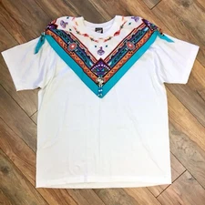 Vtg Wamcraft Native American Southwest Bandana Beaded T-Shirt Thunderbird XL