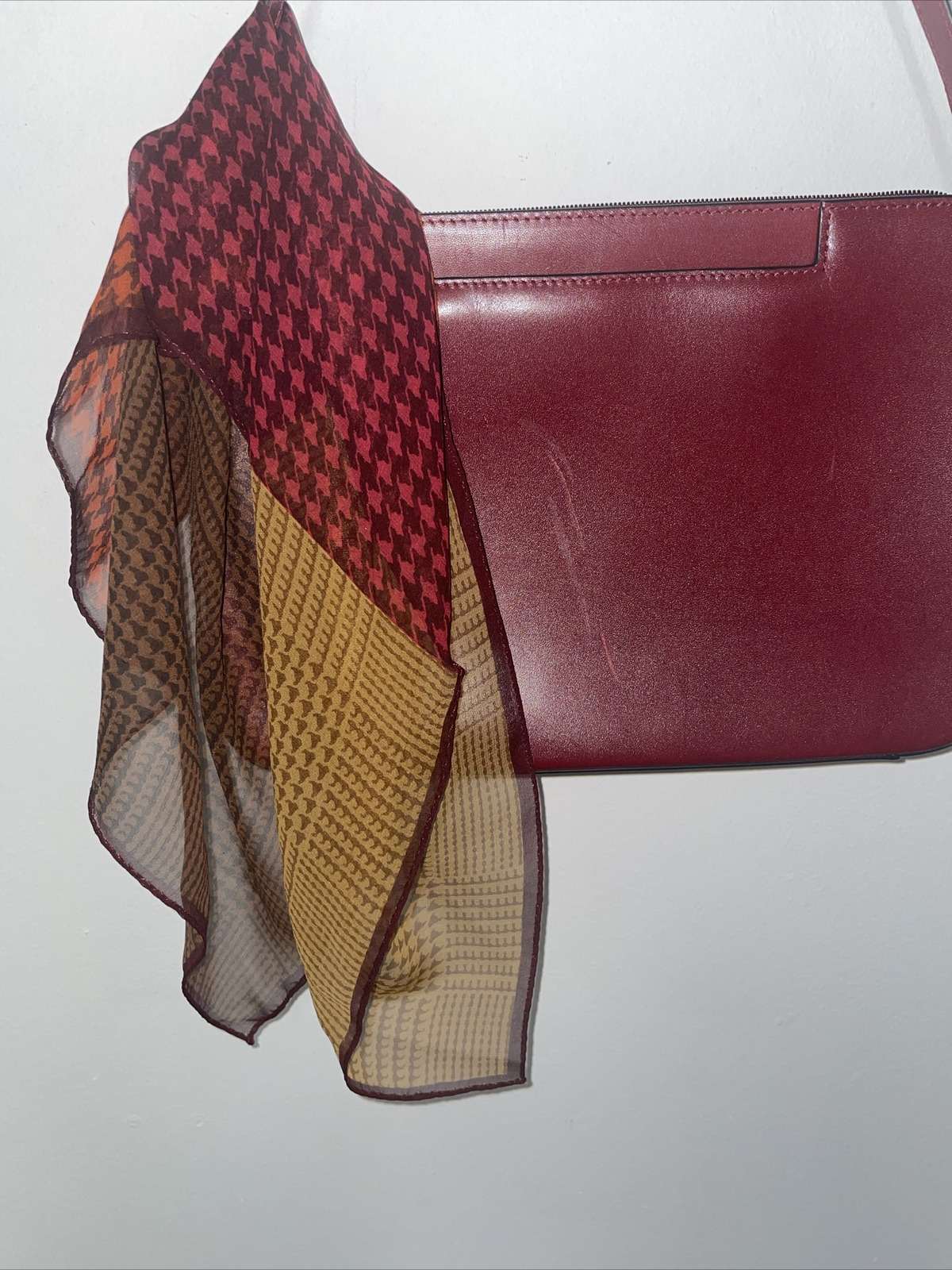 ECHO Silk Scarf Houndstooth Pattern 20” Square - image 4