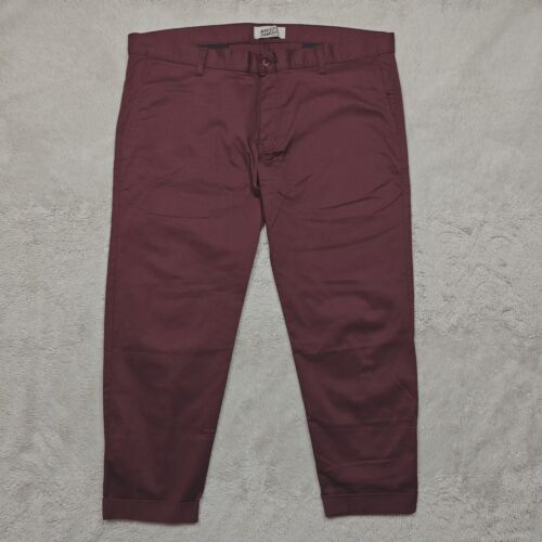 Naked & Famous Tapered Chino Pants Men's 40x25 Burgundy Red Cotton Stretch