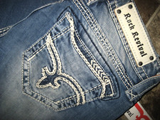 Rock Revival Polly Straight Leg Whiskered Denim Jeans Women's Size 26